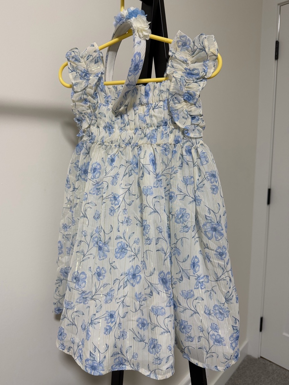 Rachel Zoe Blue Floral Ruffle Dress